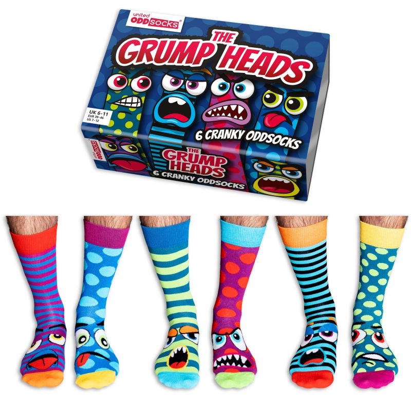 United Oddsocks The Grump Heads - pack of 6 odd socks (not pairs)