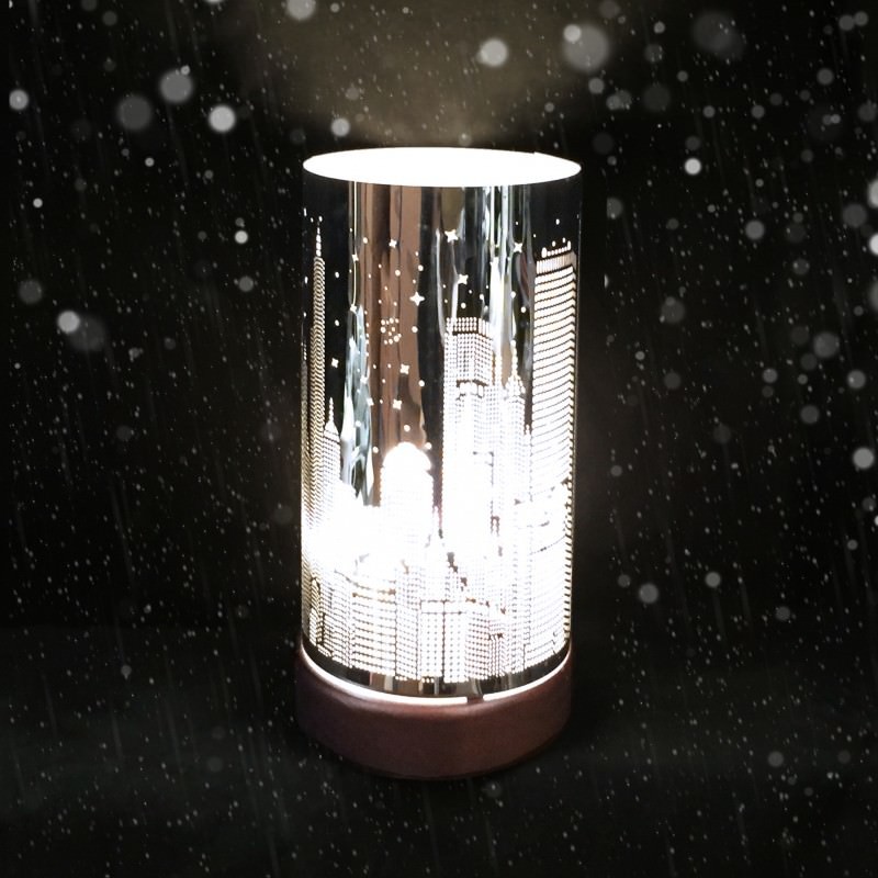 luxa city frosty led lamp with steel shade battery powered