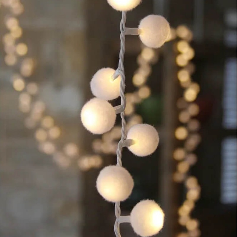 lightstyle london white pom pom light chain 150 leds mains powered