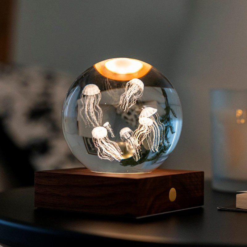 Gingko Amber Crystal Ball Night Light choice 