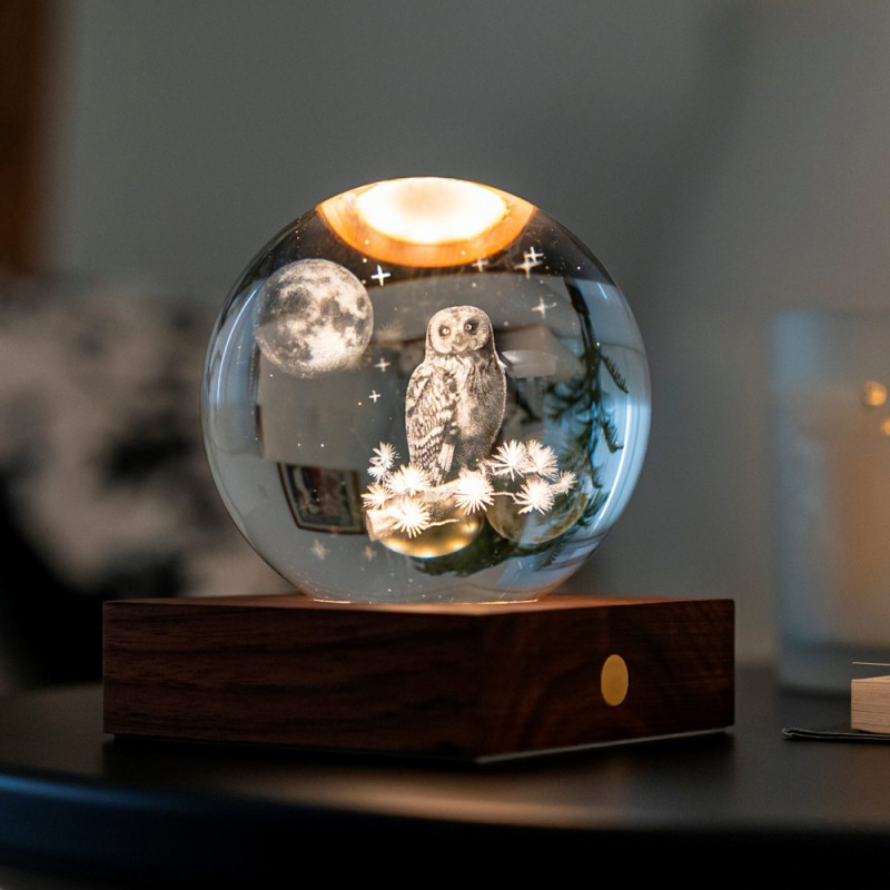 Gingko Amber Crystal Ball Night Light choice 