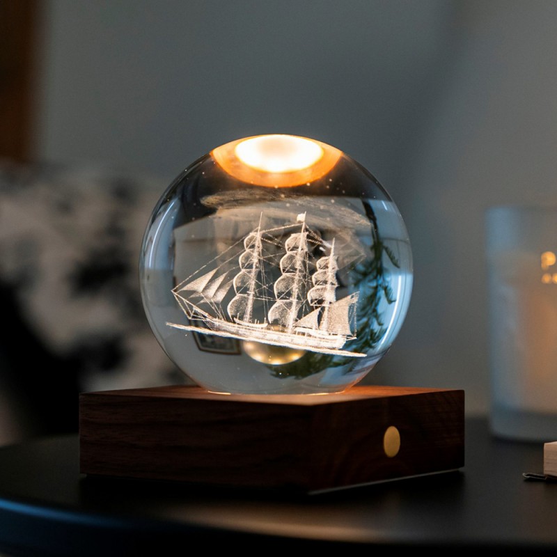 Gingko Amber Crystal Ball Night Light choice 