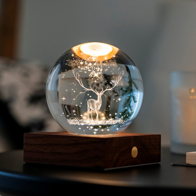 Gingko Amber Crystal Ball Night Light choice 