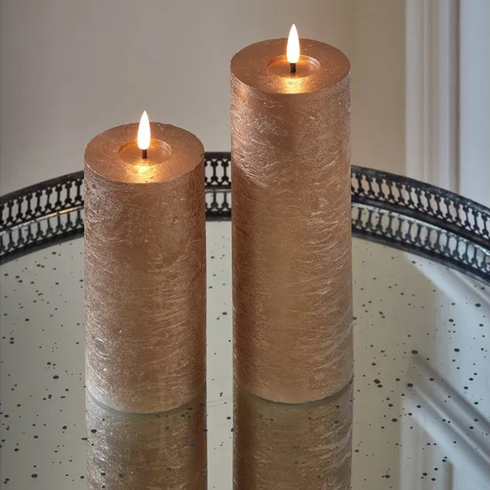 lightstyle london metallic pillar candles set