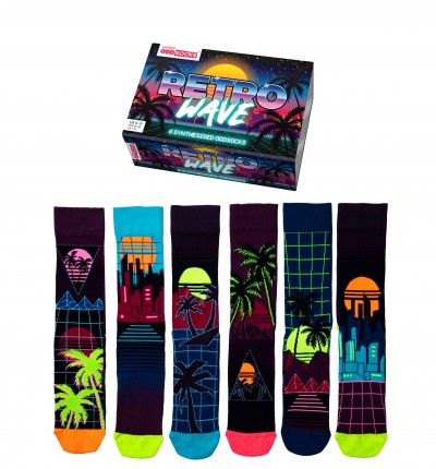 united oddsocks retro wave - pack of 6 odd socks (not pairs)