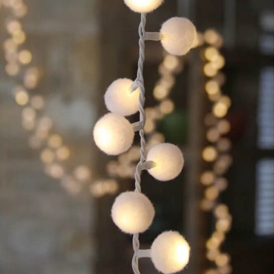 lightstyle london white pom pom light chain 150 leds mains powered